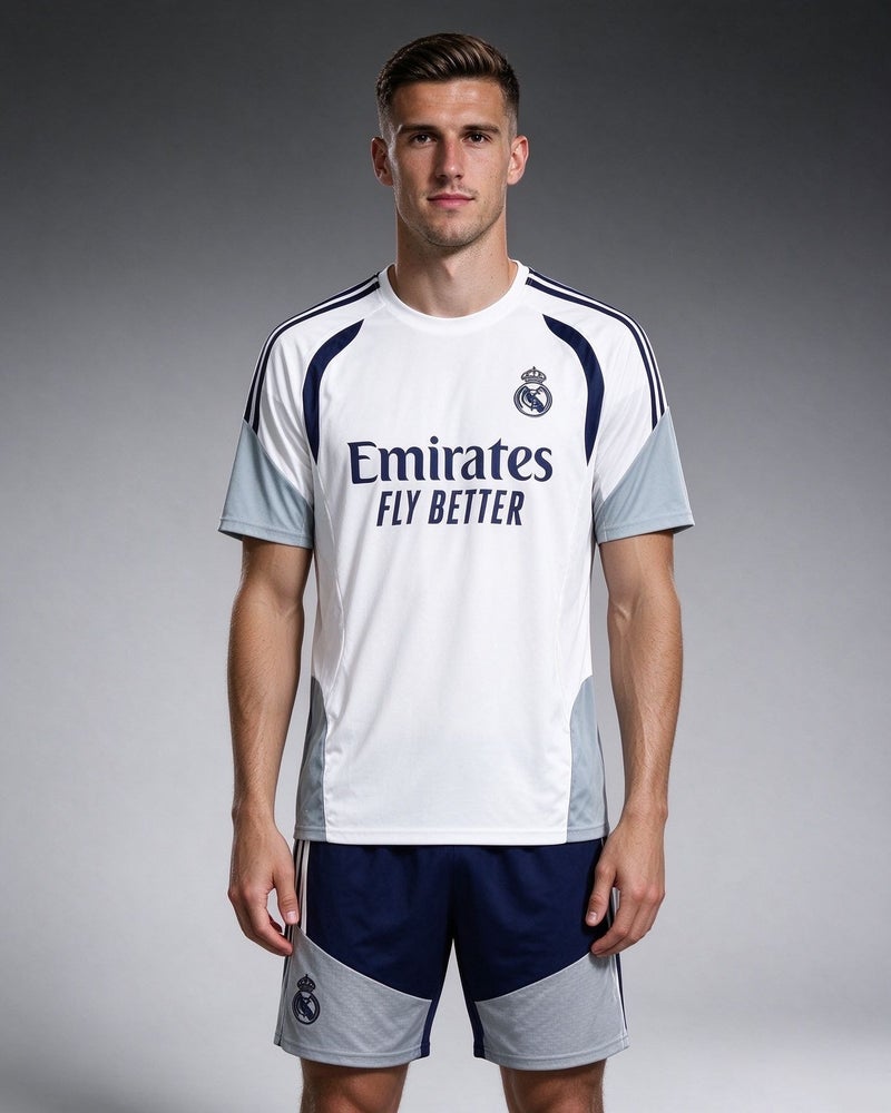 Real Madrid C.F. Men's Real Madrid C.F. Football Training Jersey Set, Short Sleeve Soccer T-shirt with Shorts - Image 2