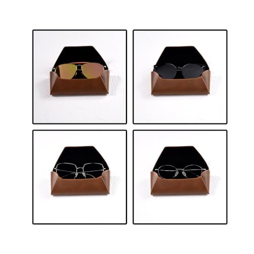 Gozaqe Eyeglass Case,Unisex Semi Foldable Sunglasses Cases Hard Shell For Men/Women, PU Leather Eyeglass Box,Lightweight(Brown) - Image 5