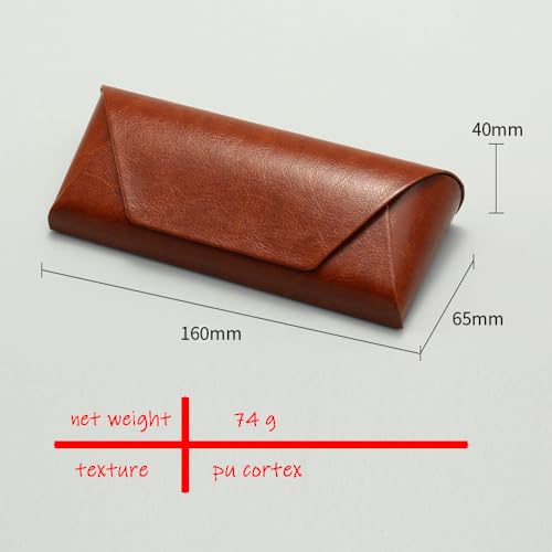 Gozaqe Eyeglass Case,Unisex Semi Foldable Sunglasses Cases Hard Shell For Men/Women, PU Leather Eyeglass Box,Lightweight(Brown) - Image 2