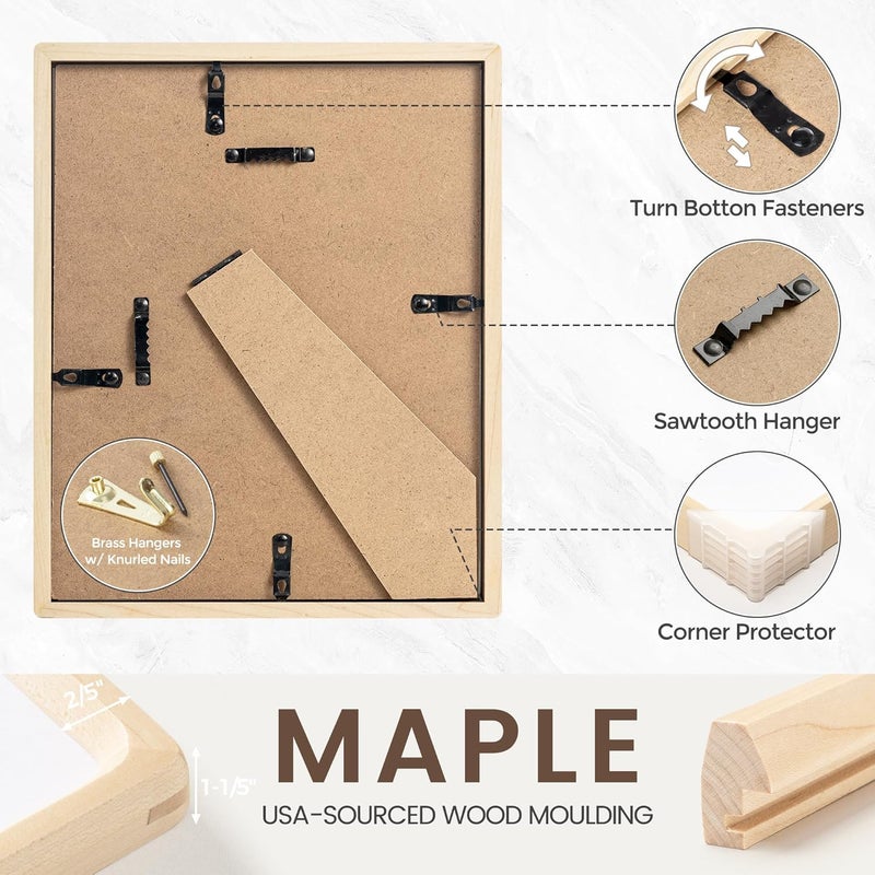 FLYJOE USA-Sourced Maple Wood Picture Frame, 5x7, 2P - Image 5