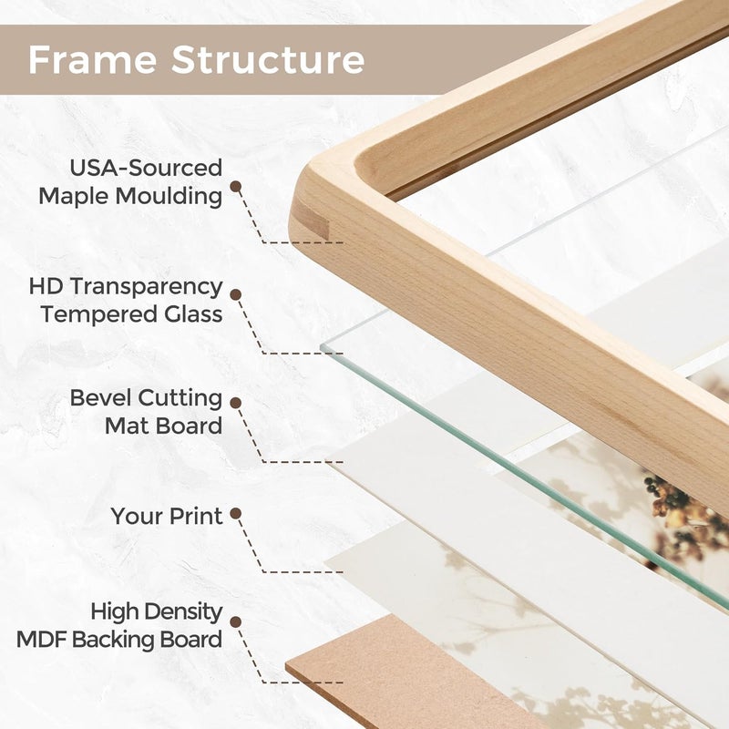 FLYJOE USA-Sourced Maple Wood Picture Frame, 5x7, 2P - Image 4