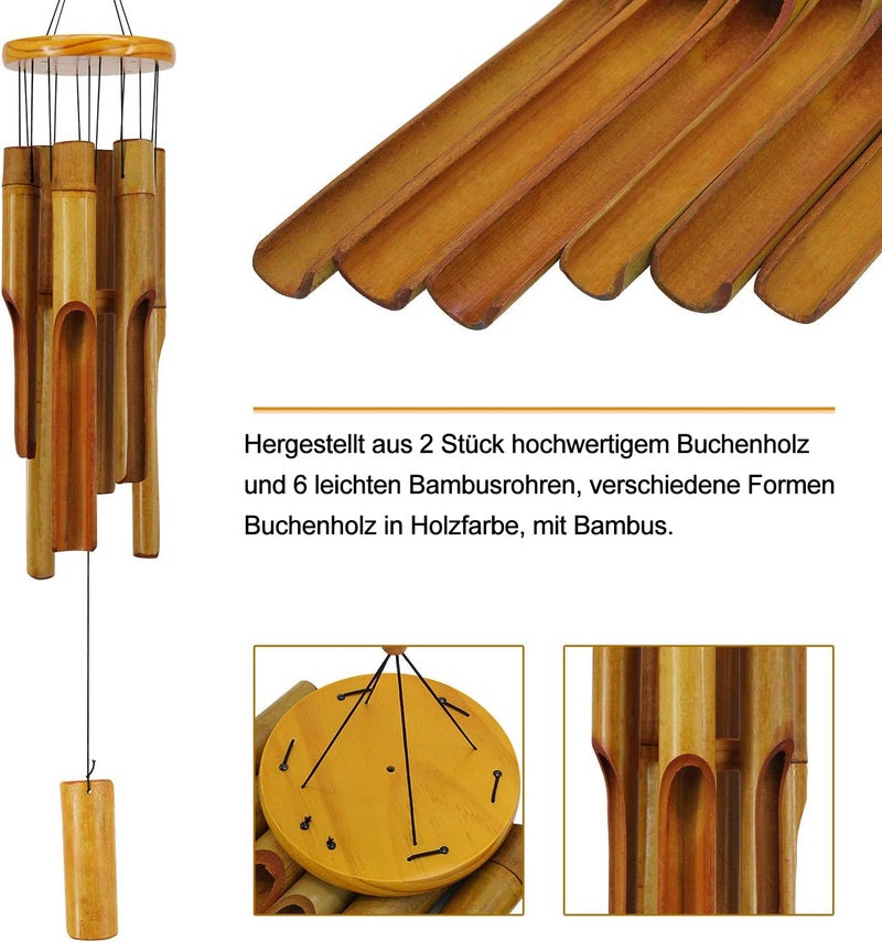 ASTARIN Bamboo Wind Chimes Outdoor,Wooden Wind Chimes with Melody Deep Tone,30" Classic Zen Garden Windchime for Relaxation, Grace.Home DÃ©cor for Patio, Garden or Indoor(FSC Certified) - Image 4