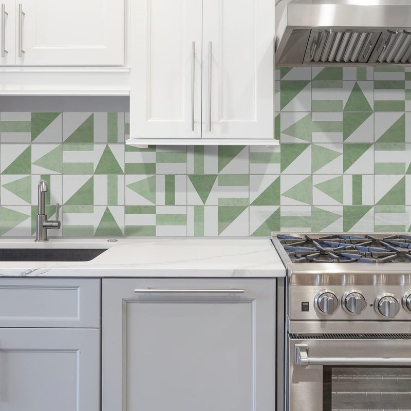 Alwayspon 24 Pieces Vinyl Floor Tile Stickers, Non-Slip Self Adhesive Backing Tile Stickers for Kitchen, Bathroom, Self Adhesive, Peel and Stick, PVC Light Green, 30x15cm - Image 3