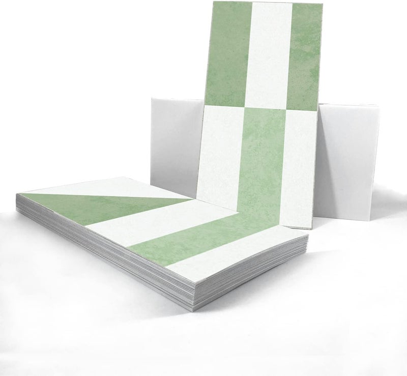 Alwayspon 24 Pieces Vinyl Floor Tile Stickers, Non-Slip Self Adhesive Backing Tile Stickers for Kitchen, Bathroom, Self Adhesive, Peel and Stick, PVC Light Green, 30x15cm - Image 1