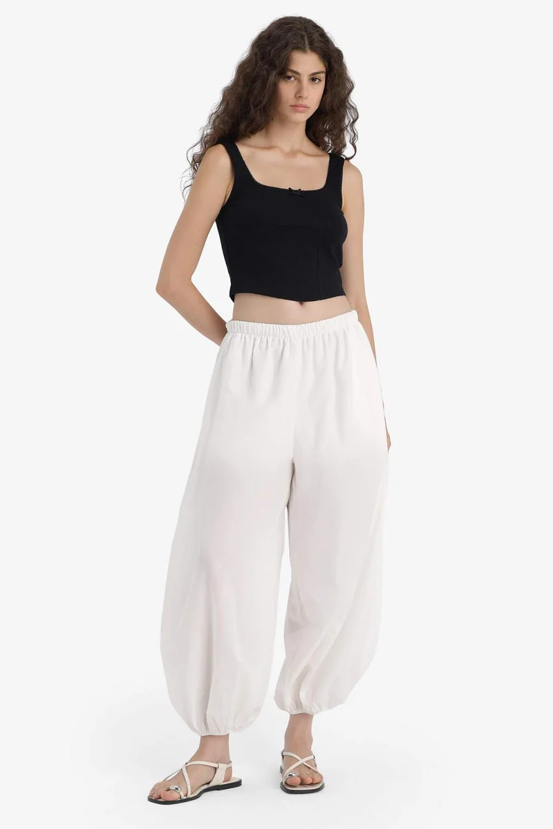 ديفاكتو Barrel Fit Normal Waist Standard Length Voile Trousers