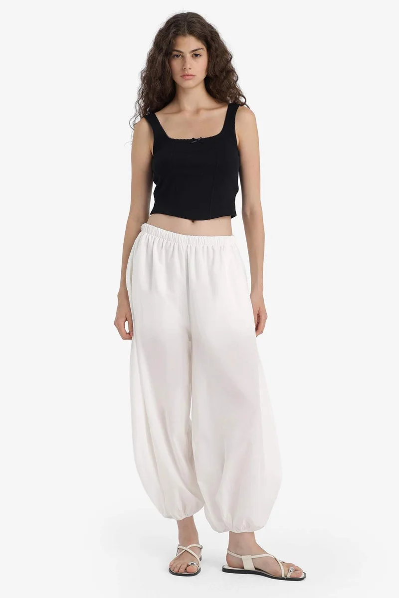 ديفاكتو Barrel Fit Normal Waist Standard Length Voile Trousers