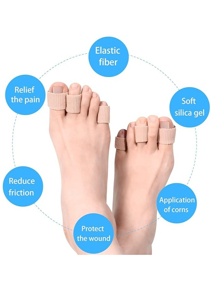 فانسكي 24 قطعة أنابيب حماية اصبع القدم-أصابع الأكمام حماة لينة للوسائد بثور النسيج أصابع القدم والأصابع (3 الحجم ، البني) - Image 4