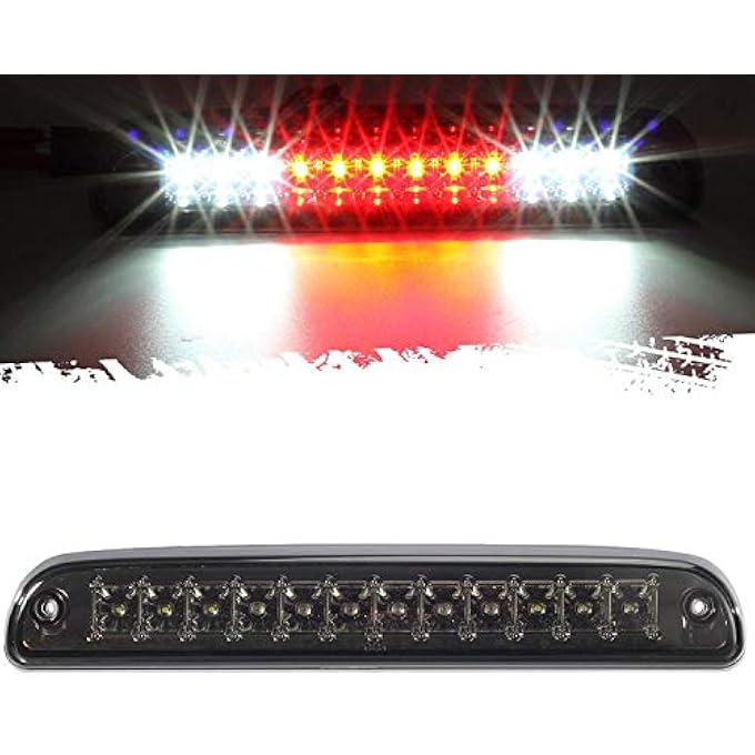 Partsam RedWhite 12 Led Smoke Lens Chrome Housing Tail High Mount 3Rd Third Brake Light Cargo Lamp Waterproof Replacement For Ford F250 F350 F450 F550 Super Duty 19992016 Ford Ranger 19932011 - Image 2