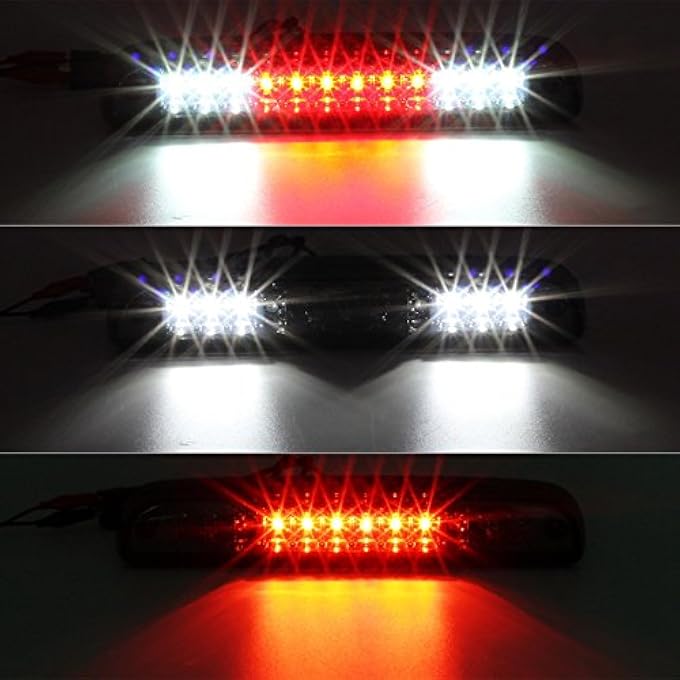 Partsam RedWhite 12 Led Smoke Lens Chrome Housing Tail High Mount 3Rd Third Brake Light Cargo Lamp Waterproof Replacement For Ford F250 F350 F450 F550 Super Duty 19992016 Ford Ranger 19932011 - Image 3