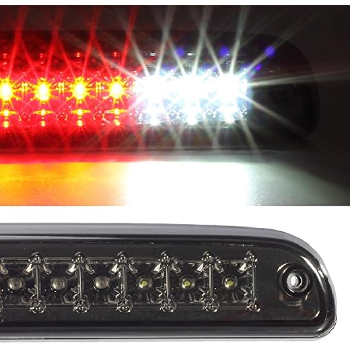 Partsam RedWhite 12 Led Smoke Lens Chrome Housing Tail High Mount 3Rd Third Brake Light Cargo Lamp Waterproof Replacement For Ford F250 F350 F450 F550 Super Duty 19992016 Ford Ranger 19932011 - Image 4