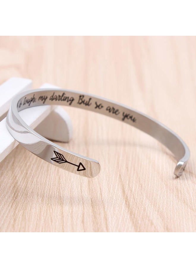 Btysun Inspirational Bracelets for Women Birthday Gifts for Her Motivational Cuff Bangle Silver Couple Bracelet Friend Friendship Mantra Quotes Jewelry(Life is Tough,My Darling ...) - Image 4