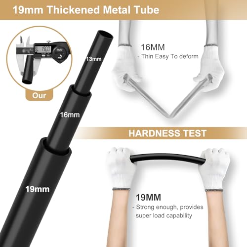 VTRIN Portable Closet Wardrobe for Hanging Clothes Closet with Cover, 3 Hanging rods, 6 Storage Shelves and Side Pocket, Diameter 19mm Metal Pipe, Sturdy Free Standing Closet for Bedroom, Black - Image 4