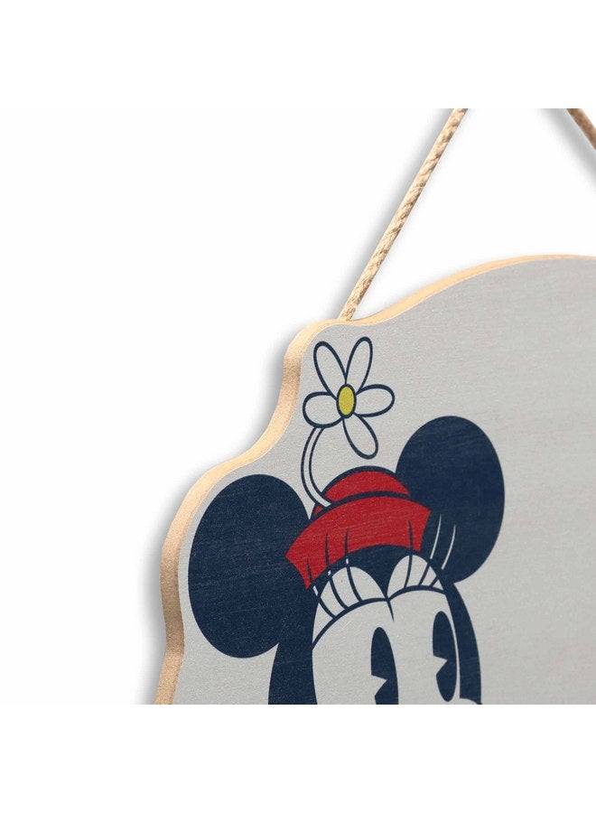 أوبن رود براندز ديكور حائط خشبي دائري معلق على الحائط من ديزني ميكي ماوس وميني ماوس يرحبان بالأصدقاء - لافتة ميكي ماوس لطيفة لتزيين المنزل - Image 4