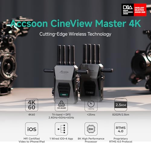 Accsoon CineView Master 4K Wireless Video TransmitterReceiver with SDI HDMI TriBand 8202ft 25ms LAT 4K601080p60 1 Wired iOS4 App Monitoring Livestreaming Pair CineView 4K LiteSE 4KM7H Pro - Image 3