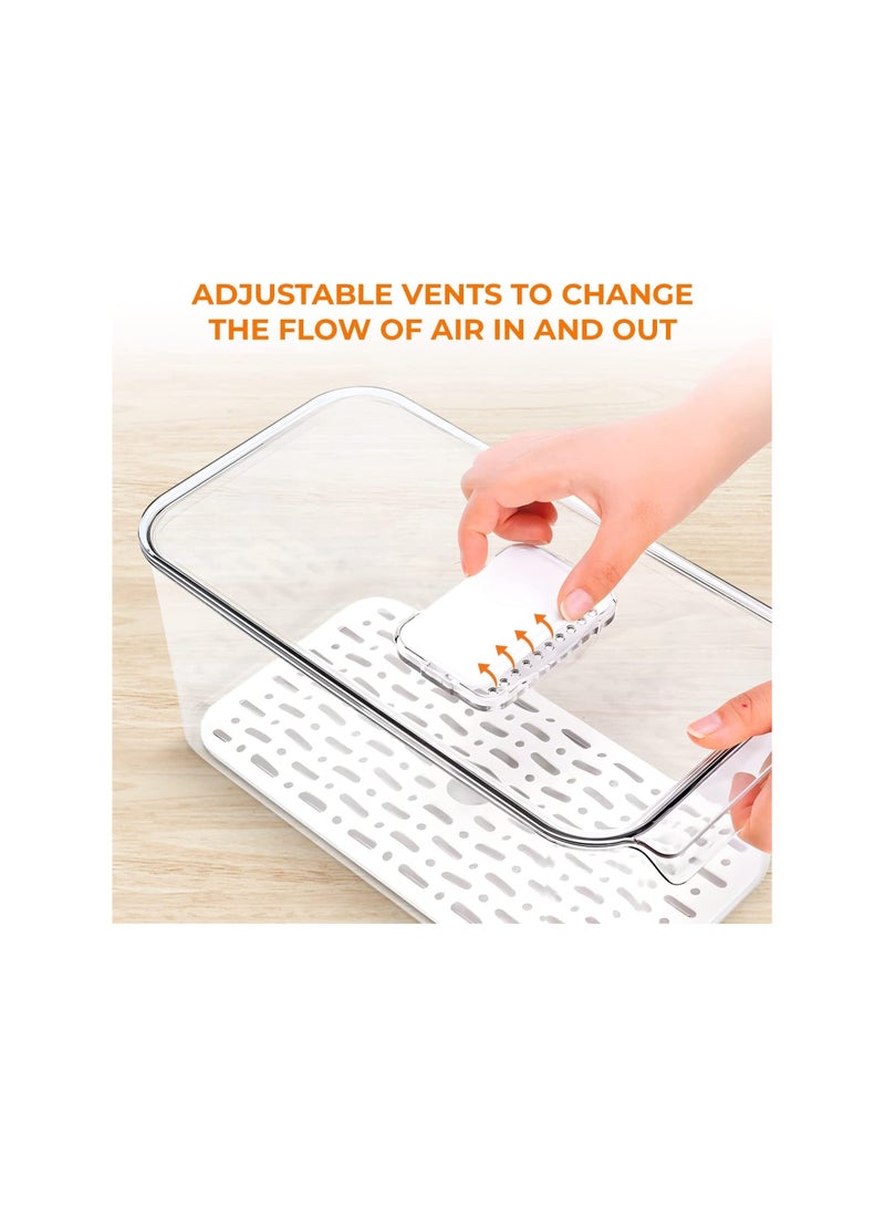 فايزو منظم الثلاجة FAIZO  حاوية تخزين أكريليك شفافة مع غطاء ، حاوية طعام متينة مقاومة للتسرب ، صندوق غداء ، فواكه ، وسلطة - مطبخ ، ثلاجة ، مخزن (مجموعة 3) - Image 3