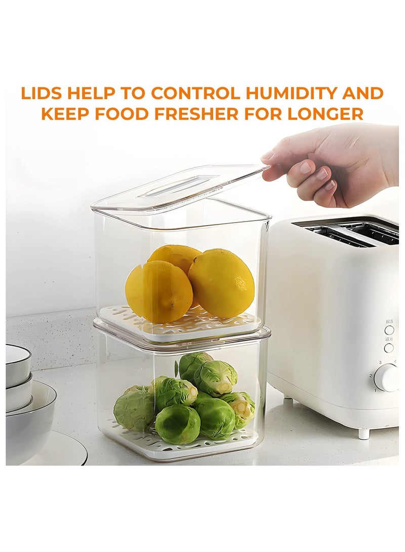 فايزو منظم الثلاجة FAIZO  حاوية تخزين أكريليك شفافة مع غطاء ، حاوية طعام متينة مقاومة للتسرب ، صندوق غداء ، فواكه ، وسلطة - مطبخ ، ثلاجة ، مخزن (مجموعة 3) - Image 4