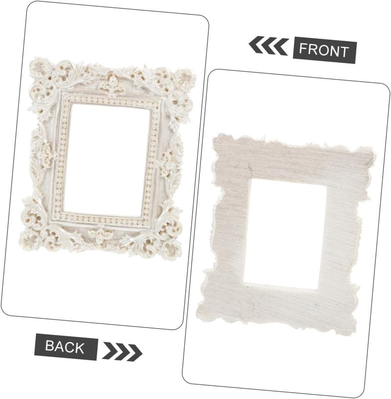 DOITOOL 2pcs Photo Frame Jeweled Frame Frames Multiple Video Holders Engagement Frame Picture Home Wall Retro Miniature Holder Photograph Prop Posters Posing Canvas Work Resin White - Image 3