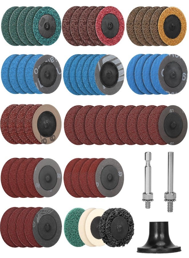 SI FANG 66PCS Sanding Disc 2 Inch Mixed Kit Roll Lock Quick Change Sander Pads 1pcs Hex/Round 1/4" Holder Surface Conditioning Discs Die Grinder Drill Attachment Pad Automotive Tools - Image 1