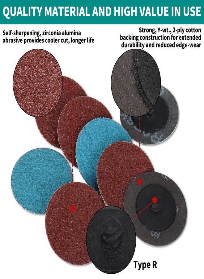 SI FANG 66PCS Sanding Disc 2 Inch Mixed Kit Roll Lock Quick Change Sander Pads 1pcs Hex/Round 1/4" Holder Surface Conditioning Discs Die Grinder Drill Attachment Pad Automotive Tools - Image 3