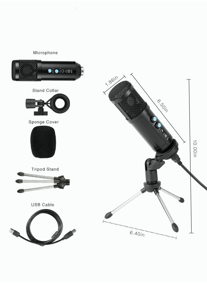 إنوتيك - ميكروفون الكمبيوتر الشخصي ، طقم ميكروفون بمكثف USB ، قابس تسجيل احترافي وتشغيل مفتاح واحد لكتم الصوت مع حامل ثلاثي القوائم - Image 1