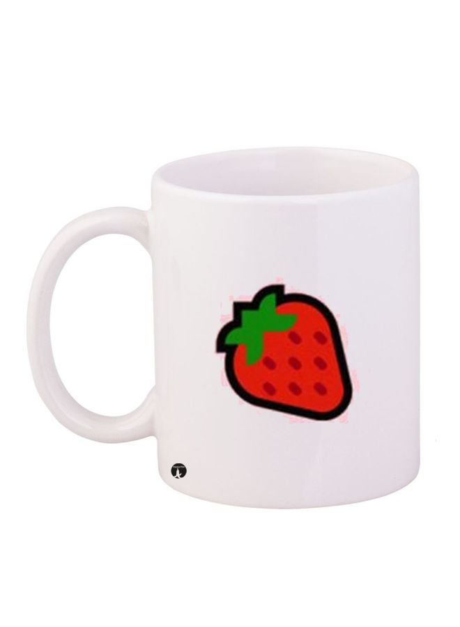Strawberry Printed Coffee Mug White/Red/Green 11ounce