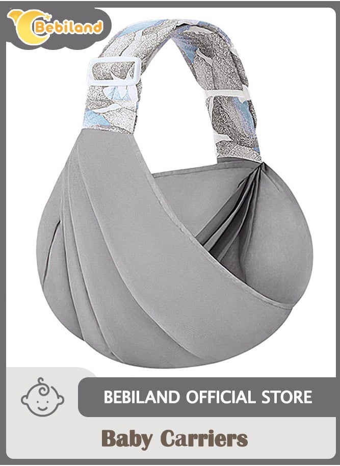 Bebiland Baby Carriers from Newborn, Soft Portable Baby Sling, Adjustable One Shoulder Cross-Body Baby Wrap Carrier, Quick Dry, Thick and Widen Shoulder Straps for 0-24 Months Baby (Grey)  - Image 1