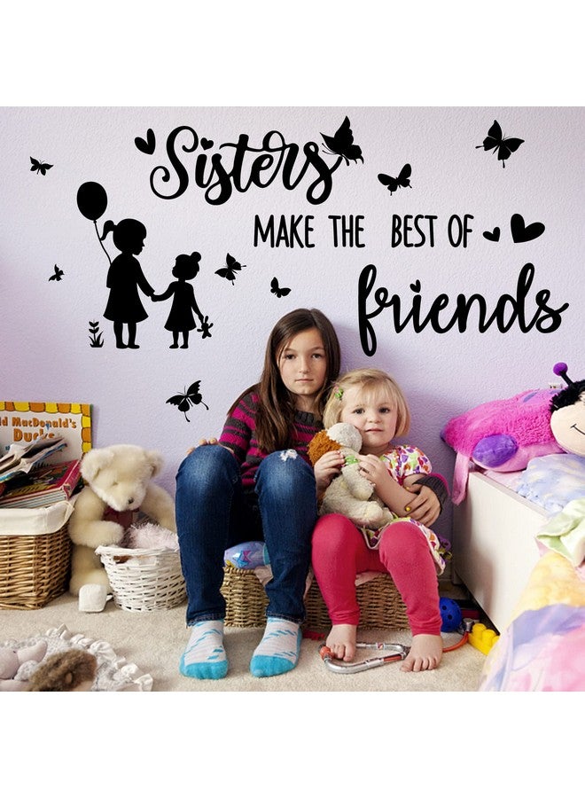SUPERDANT Black & White Wall Decals: Sisters, Friends Wall Stickers with Butterfly Decor for Nursery, Girls' Bedroom, Living Room - Image 3