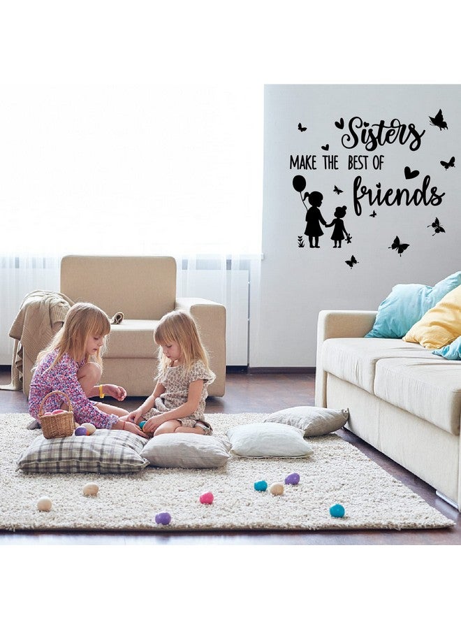 SUPERDANT Black & White Wall Decals: Sisters, Friends Wall Stickers with Butterfly Decor for Nursery, Girls' Bedroom, Living Room - Image 4