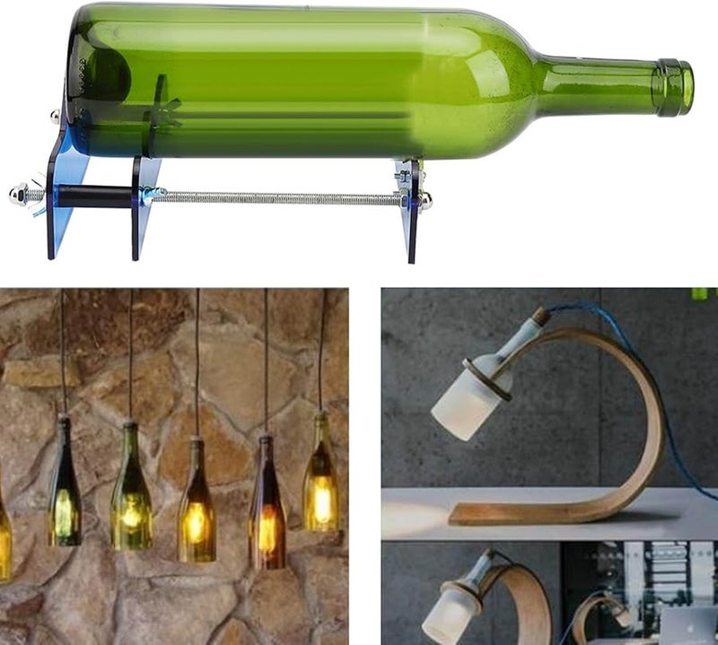 آلة قطع زجاجات الزجاج بأداة قطر قابل للتعديل مع إطار من البولي كربونات وملحقات الأسطوانة وورق الصنفرة - Image 5