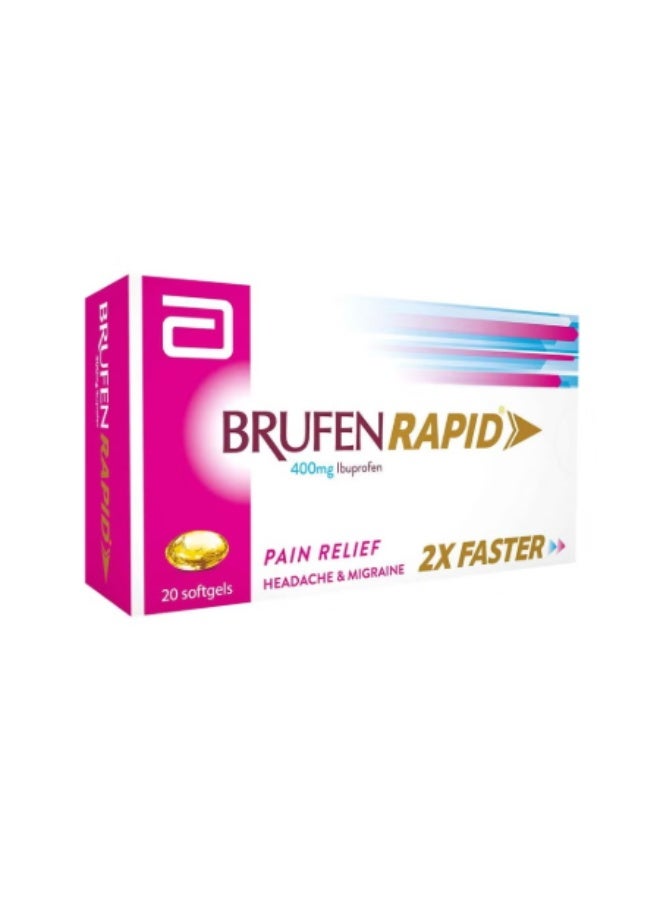 BRUFEN Pain Relief Medicine Rapid 400Mg 20 Softgels