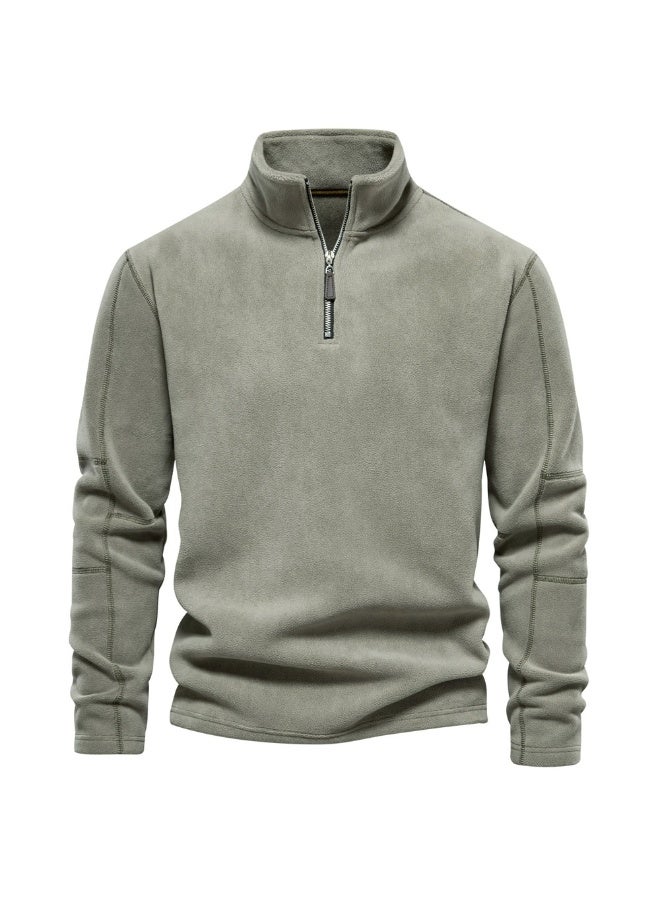 general Men's fall/winter stand-up collar half-zip long-sleeved hoodie with stand-up collar - versatile men's fleece jacket - Image 1