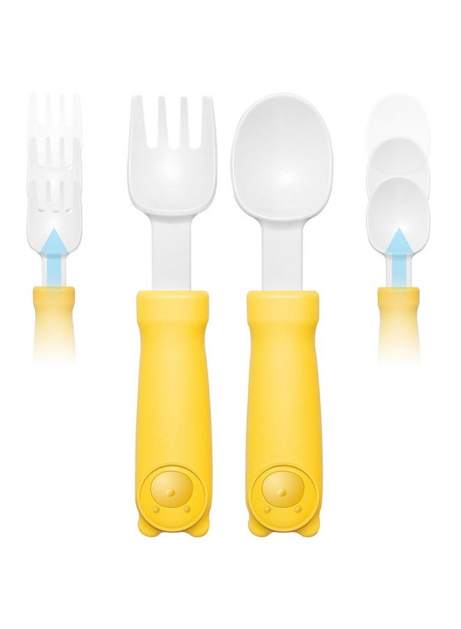 Deinyi Toddler Forks and Spoons - Toddler Spoon and Fork Set - for Kids Utensils - Portable Utensil Set for 1 2 3 4 5 years old - Yellow - Image 1