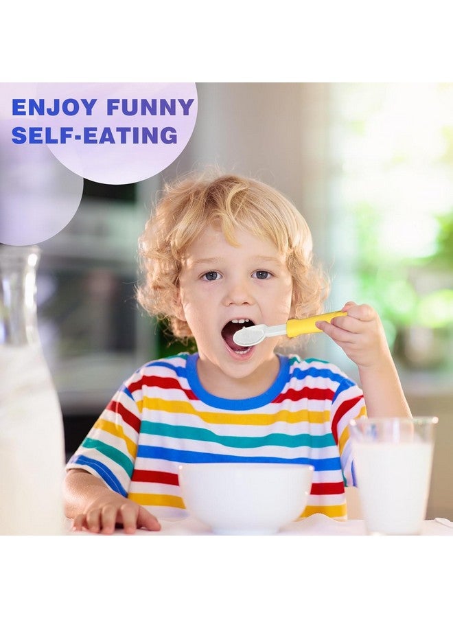 Deinyi Toddler Forks and Spoons - Toddler Spoon and Fork Set - for Kids Utensils - Portable Utensil Set for 1 2 3 4 5 years old - Yellow - Image 5