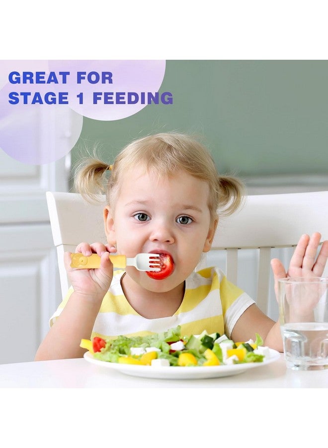 Deinyi Toddler Forks and Spoons - Toddler Spoon and Fork Set - for Kids Utensils - Portable Utensil Set for 1 2 3 4 5 years old - Yellow - Image 4
