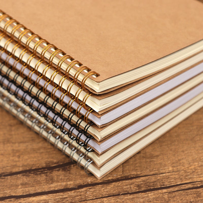 A5 Loose-Leaf Kraft Paper Notebook Sub-Grid Horizontal Line Blank Dot Matrix Coil Hand Ledger Cornell Notebook - Image 5