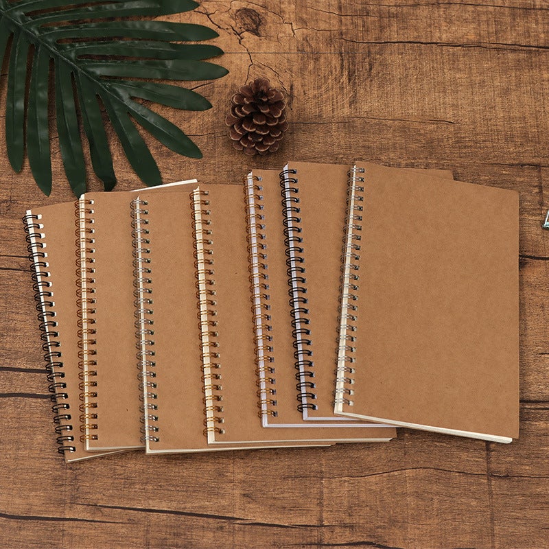 A5 Loose-Leaf Kraft Paper Notebook Sub-Grid Horizontal Line Blank Dot Matrix Coil Hand Ledger Cornell Notebook - Image 3