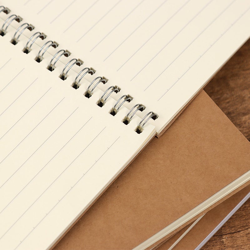 A5 Loose-Leaf Kraft Paper Notebook Sub-Grid Horizontal Line Blank Dot Matrix Coil Hand Ledger Cornell Notebook - Image 4