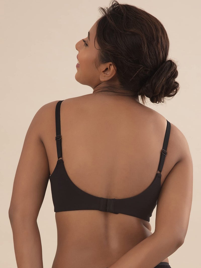 NYKD by Nykaa Wireless Everyday Cotton T-Shirt Bra for Women Daily Use - Wire-Free Shaping Bra, Padded, 3/4th Coverage - NYB094 (Black,34C) - Image 3
