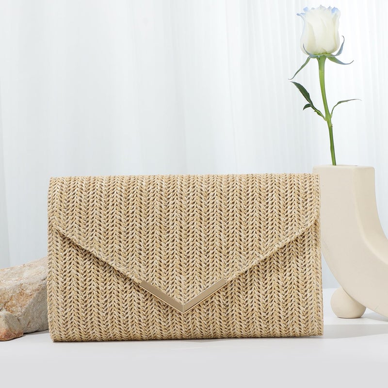 LUI SUI Women Straw Clutch Purse Summer Evening Bag Woven Beach Handbag Wedding Travel Party Clutch - Image 2