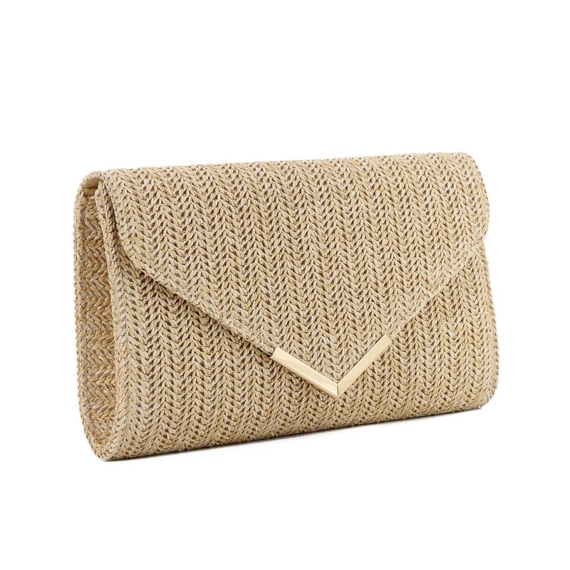 LUI SUI Women Straw Clutch Purse Summer Evening Bag Woven Beach Handbag Wedding Travel Party Clutch - Image 1