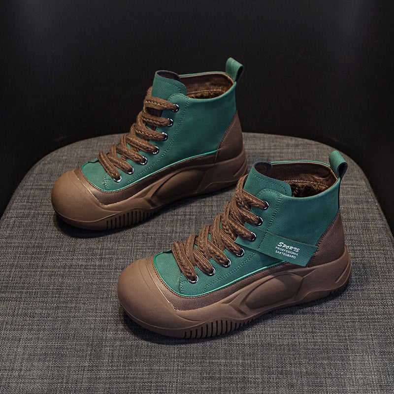 Internet Celebrity Martin Boots Women''s Shoes 2026 Autumn New Thick-Soled Height-Increasing Short Boots High-Top Casual Shoes Retro British Style - Image 1
