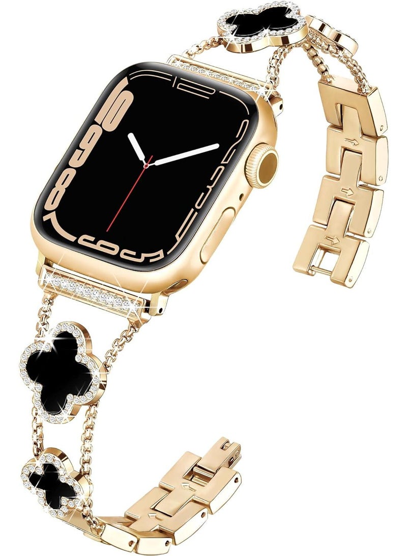 Y&D For Apple Watch 42/44/45MM Fashion Diamond Clover Metal Strap  - Image 5