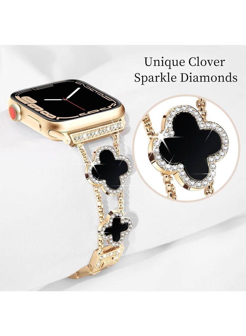 Y&D For Apple Watch 42/44/45MM Fashion Diamond Clover Metal Strap  - Image 4