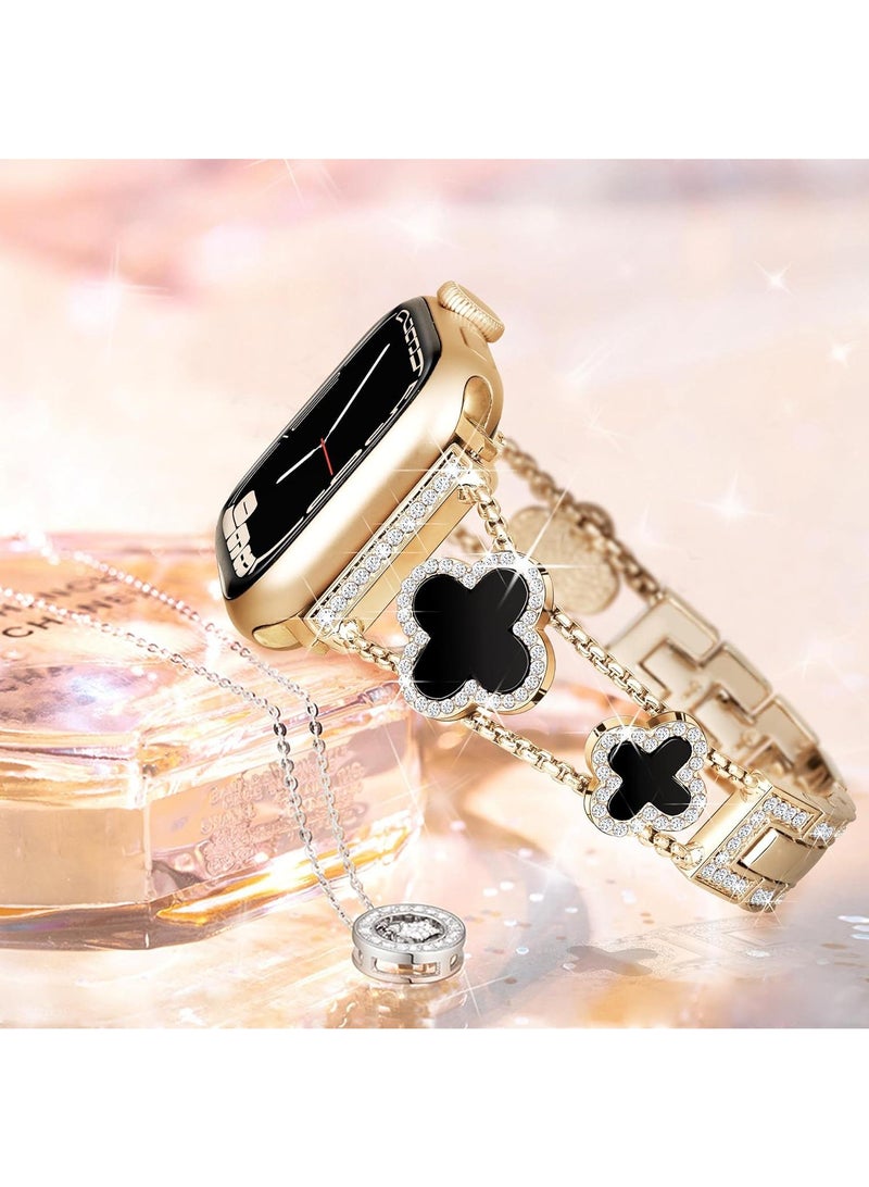 Y&D For Apple Watch 42/44/45MM Fashion Diamond Clover Metal Strap  - Image 2