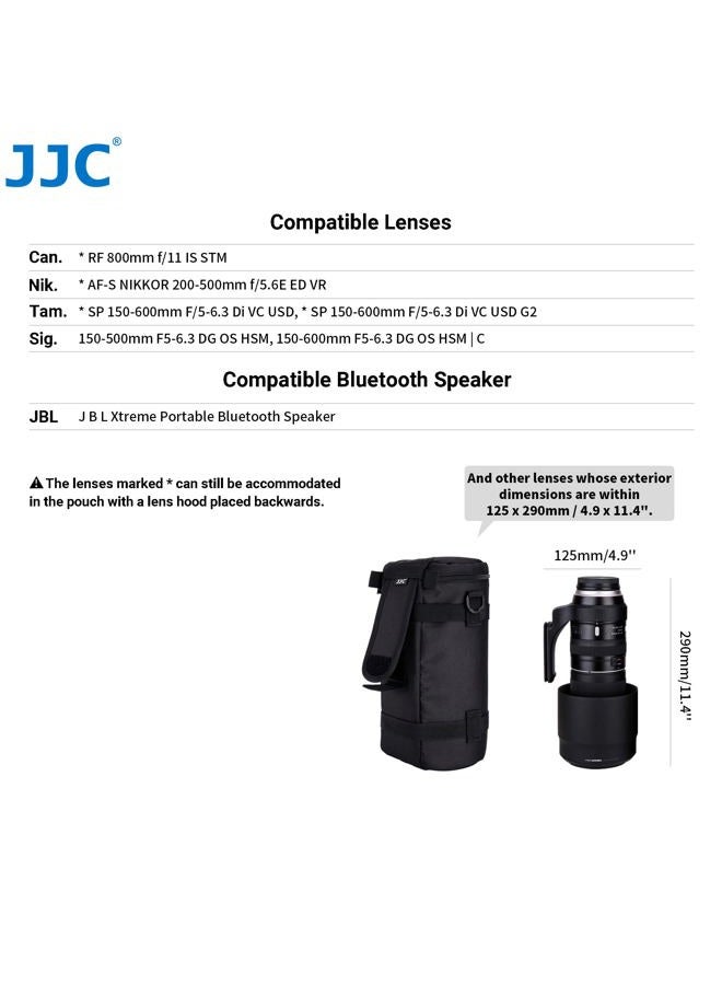 JJC DLP-7 Deluxe Lens Pouch Bag Case for Nikon AF-S NIKKOR 200-500mm f/5.6E ED VR/Sigma 150-500mm F5-6.3/ Sigma 150-600mm F5-6.3 DG OS HSM/Tamron SP 150-600mm F/5-6.3 Di VC USD G2, Size 144 x316mm - Image 2