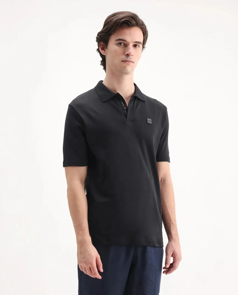 Rare Rabbit Men's Embroidered Collar Solid Polo