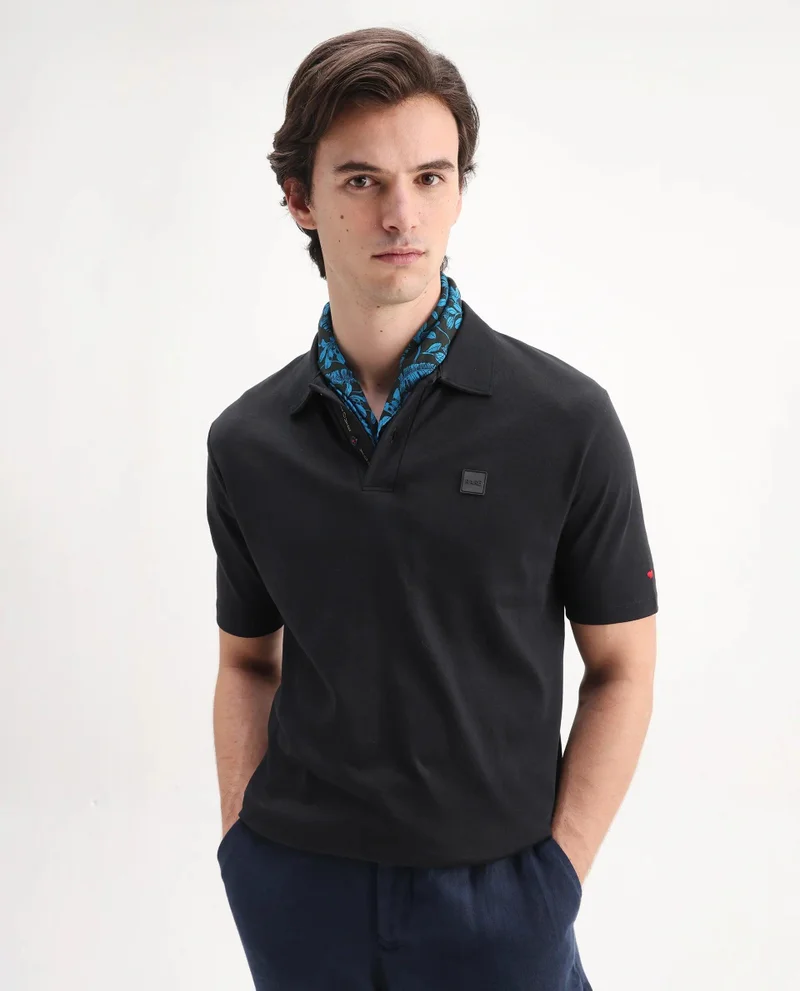 Rare Rabbit Men's Embroidered Collar Solid Polo