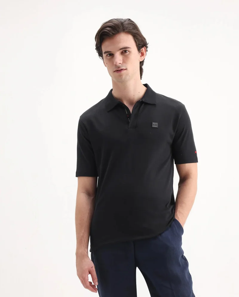 Rare Rabbit Men's Embroidered Collar Solid Polo