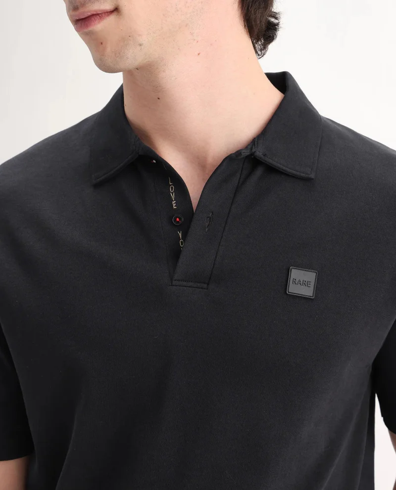 Rare Rabbit Men's Embroidered Collar Solid Polo