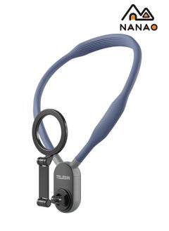 NANAO Magnetic Neck Mount for Phones, Neck Cell Phone Holder POV/Vlog Selfie Mount Hand Free Phone Neck Holder Chest Stand Strap Video Recording for iPhone 15 14 13 12 Seires Android Phones (Blue)  - Image 1